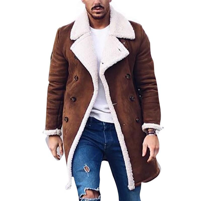 Mens Mid-Length Jacket Casual Business Style Collared Single-Breasted Long Sleeve Young Adults Sizes M-3XL