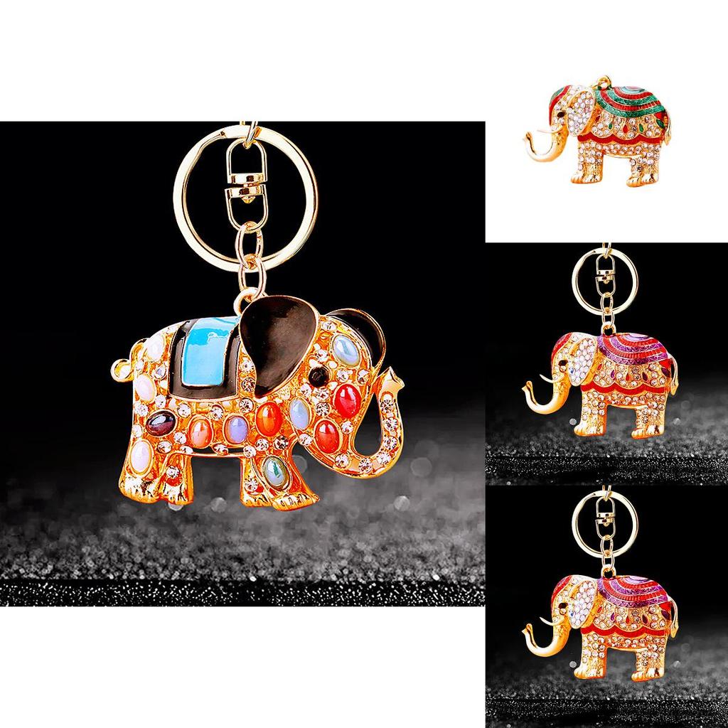 Adorable Elephant Metal Keychain With Sparkling Rhinestones Perfect For Gifts And Accessories