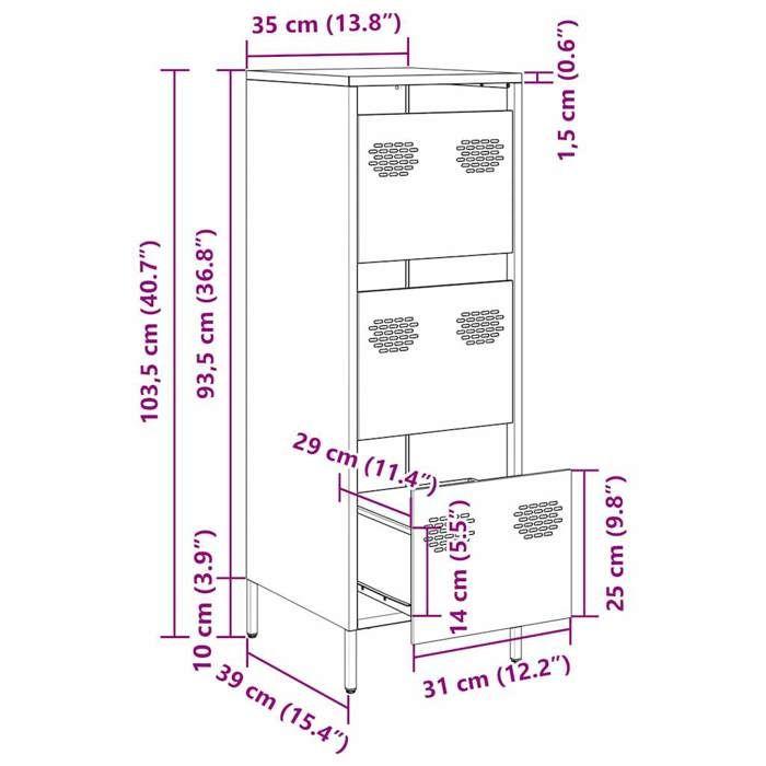 VidaXL Highboard Black 39x35x103.5 Cm Steel, Bookcase, Modern Bookcase, Bookshelf, Shelf and 851400