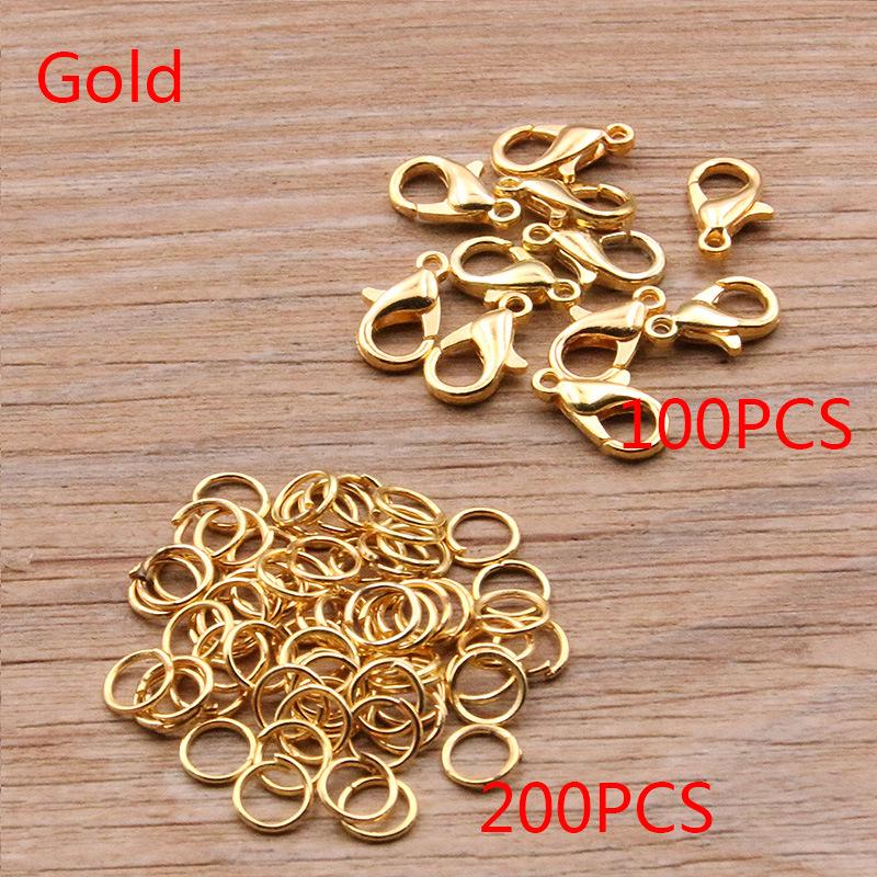 

Набор для изготовления украшений своими руками, 8 цветов: 200 соединительных колец и 100 карабинов-лобстеров (Всего 300 шт.)