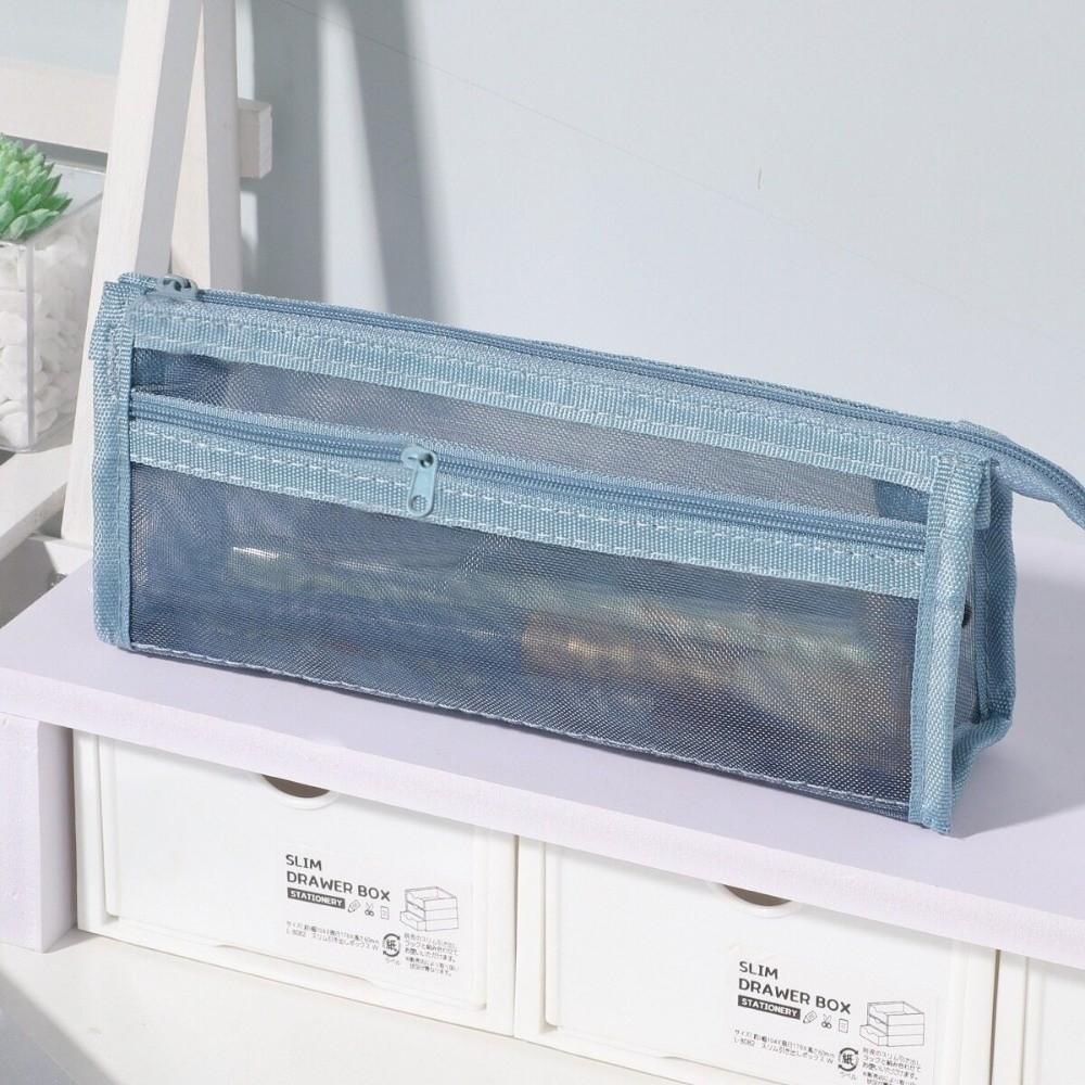 Transparent Mesh Mesh Stationery Bag Zipper Pouch Pencil Case Gifts Pen Pouch Exam Supplies