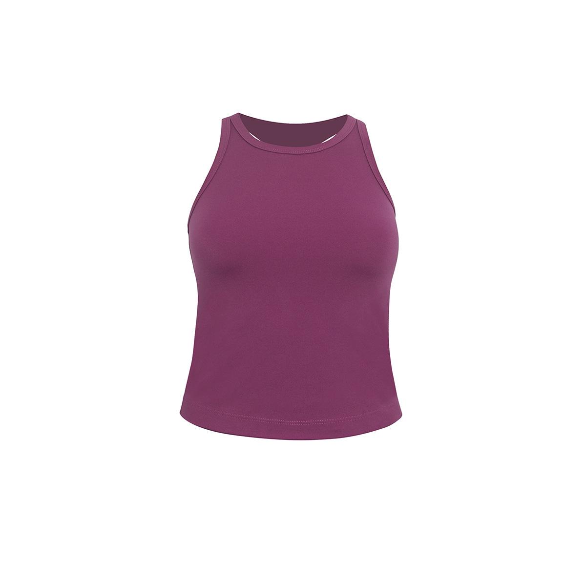 Однотонный ребристый топ-майка для йоги - Базовый слой для фитнеса S-2