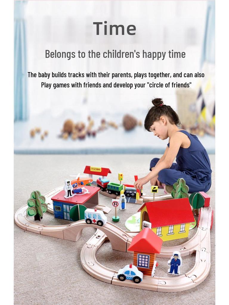 70-Piece Wooden Train Track Set for Ages 2-7: Interactive Educational Toy