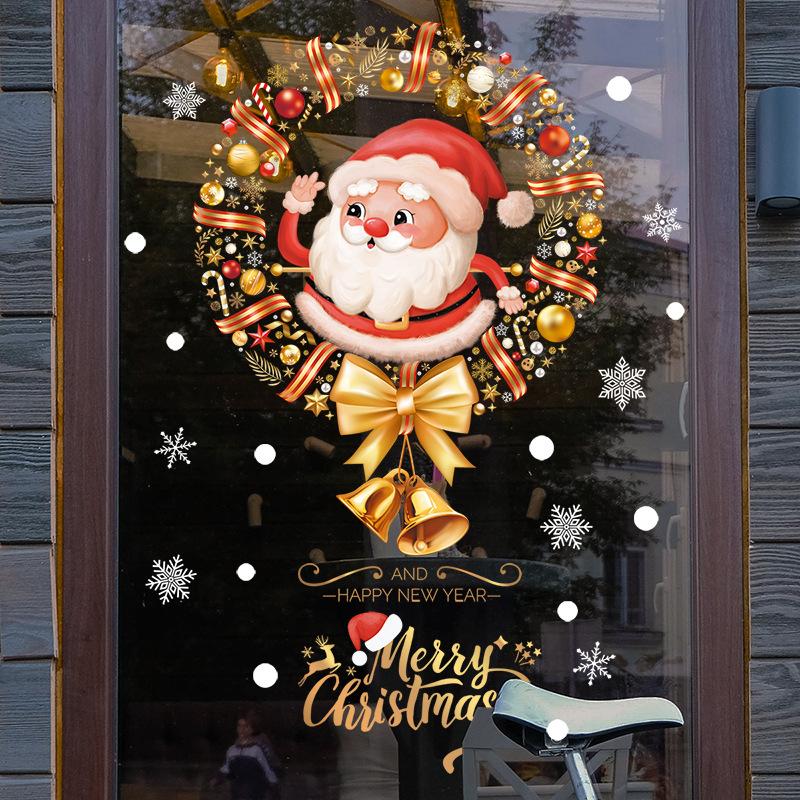 Christmas Window Decals Static Cling Santa Claus Snowflake Stickers for Glass Decor Store Display Festive Designs