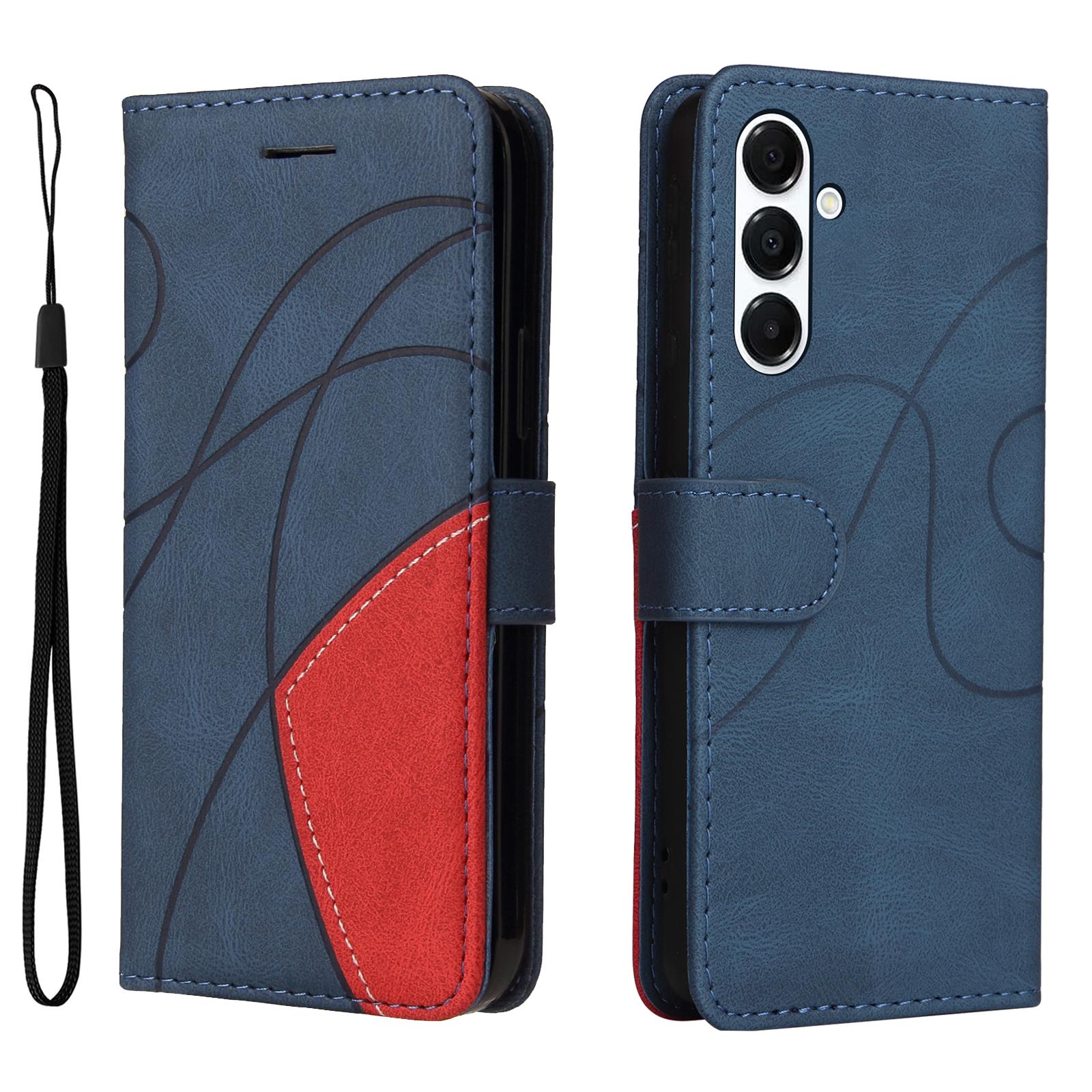 

For Samsung Galaxy A16 4G/Galaxy A16 5G/Galaxy A17 5G/Galaxy A26 5G Leather Phone Case Stand Wallet with Bi-colour Splicing Design Blue