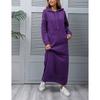 Herbst und Winter neue lockere Strick-Kapuzen-Langkleid Fleece-Pullover Freizeit-Modekleid große Tasche Rock