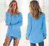 Damen Pullover Oberteil Langarm Unifarben Herbst-Winter
