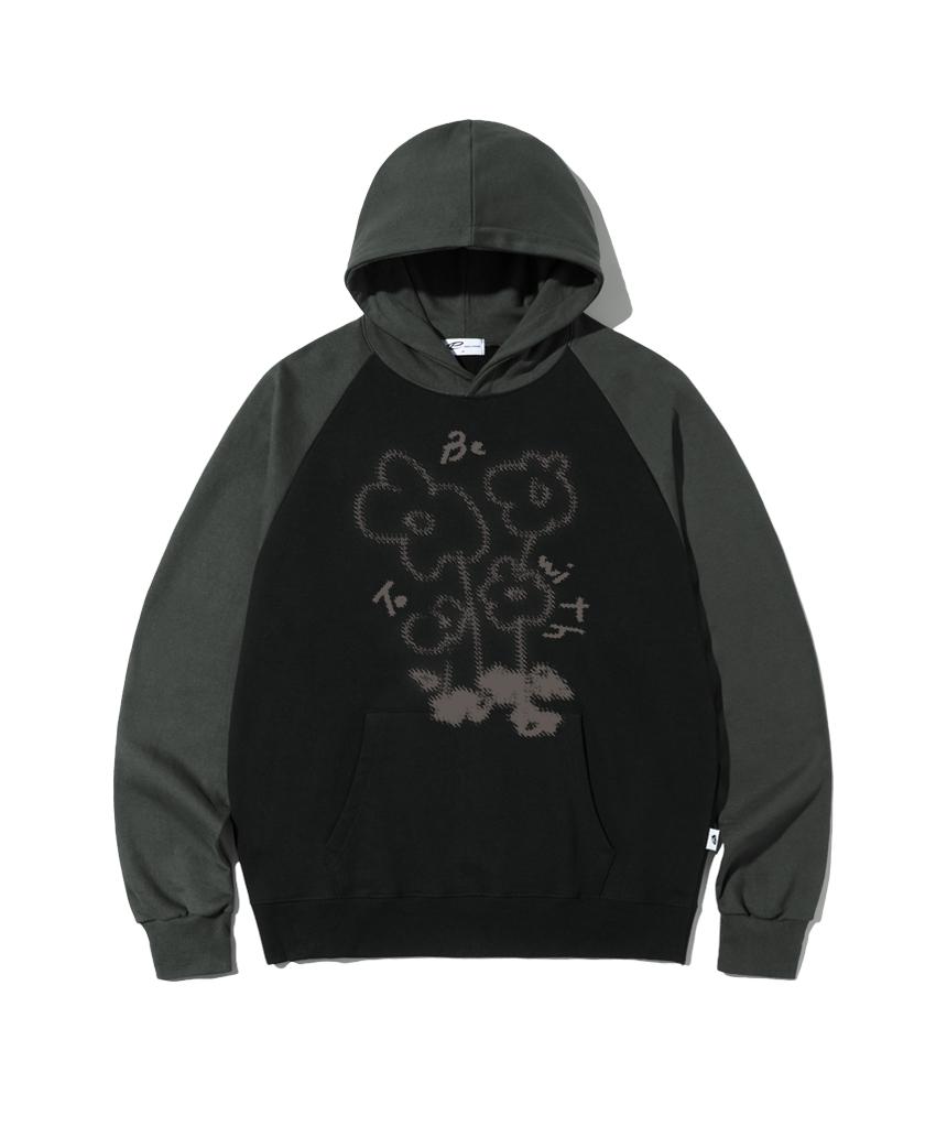 Escape From To Be With Print Raglan Color Block Hoodie Black M