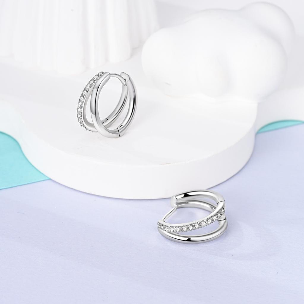 Woman Earring 925 Silver Hoop Earring Round Shape Pendientes Exquisite Jewelry