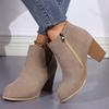 Women's Square Heel Boots Fashion Comfortable Zipper Ankle Boots Platform Heel Outdoor Non-slip  Trendy Elegant Short Boots