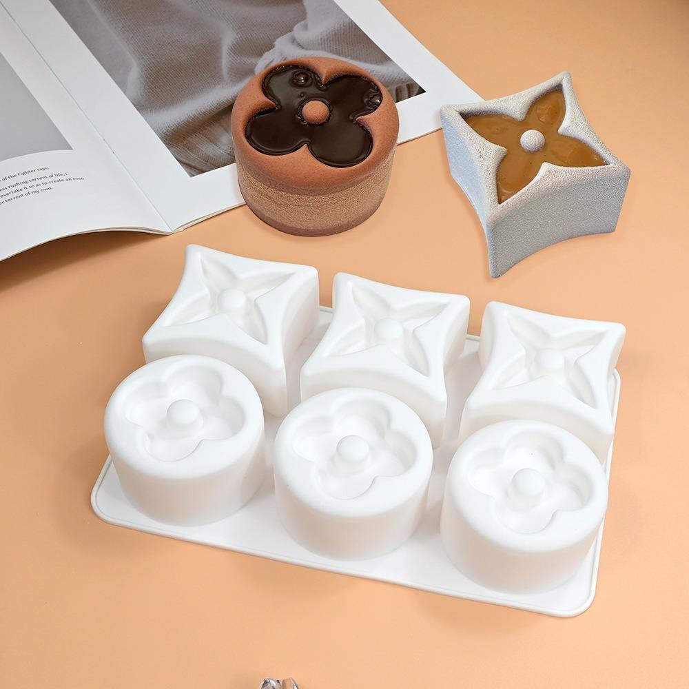 6 Cavity 2 In 1 Round Clover Mousse Cake Mold Chocolate Silicone Mold Soap Mold DIY Pastry Decoration Kitchen Bakings Supplies