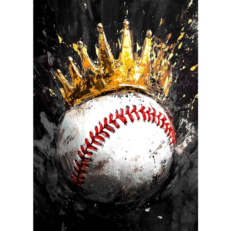 Piłka nożna Koszykówka Baseball Złota Korona Plakat Druk Malarstwo na Płótnie Graffiti z Piłką Sztuka Ścienna Obraz do Salonu Dekoracja Domu
