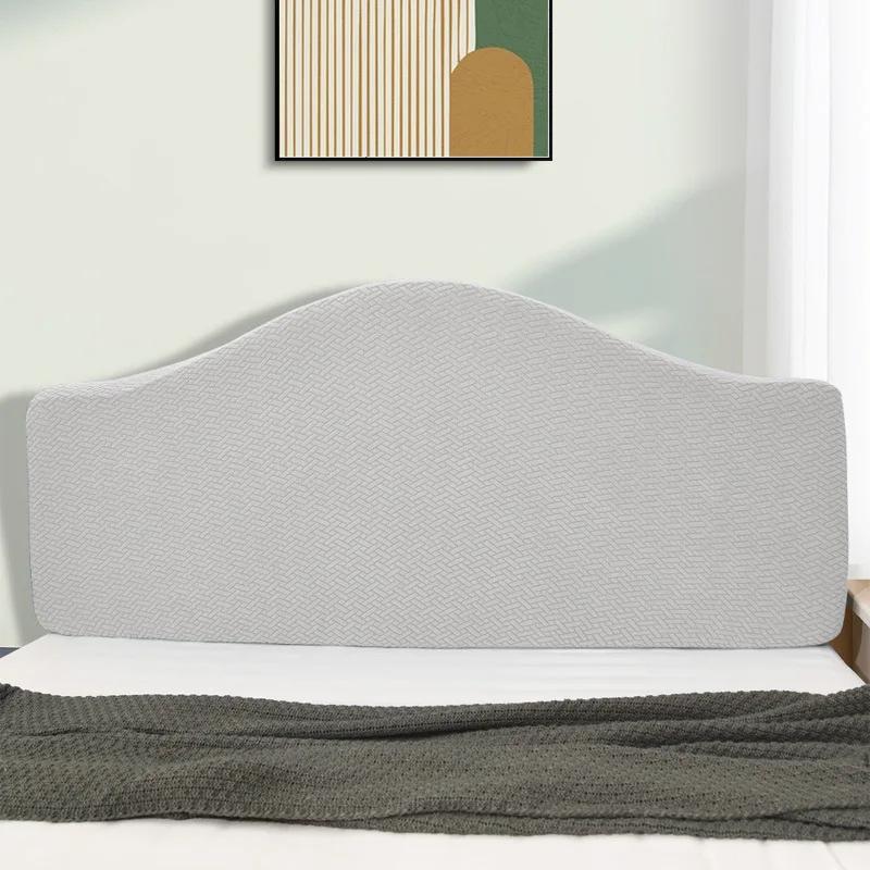 Elastic Headboard Cover Home Hotel Soft Dustproof Headboard Cover Half Arc Shape All-inclusive Velvet Headboard Protector Cover