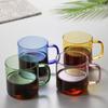 Colored Borosilicate Glass Coffee Cup Amber  Blue Green Pink Tea Mug Milk Water Breakfast Cup with Handle 350ml  for Home Cafe