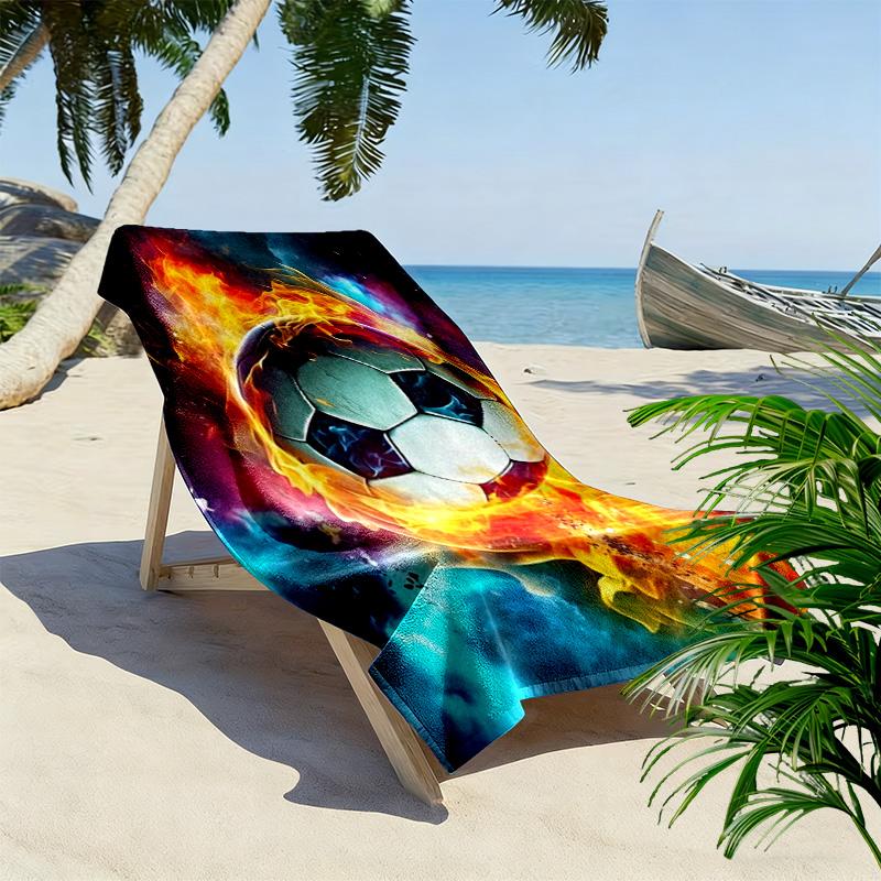 Soccer Art Print Beach Towel, Large Soft Quick Dry Towel for Beach Camping Swimming