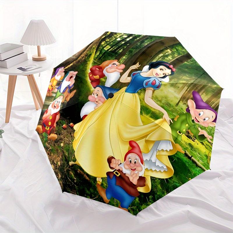 

1pc Snow White and Seven Dwarfs Auto Open Close Umbrella, Portable 3-Fold Design with 8-Bone Iron Frame, Outdoor, for Fans, Travelers, Daily