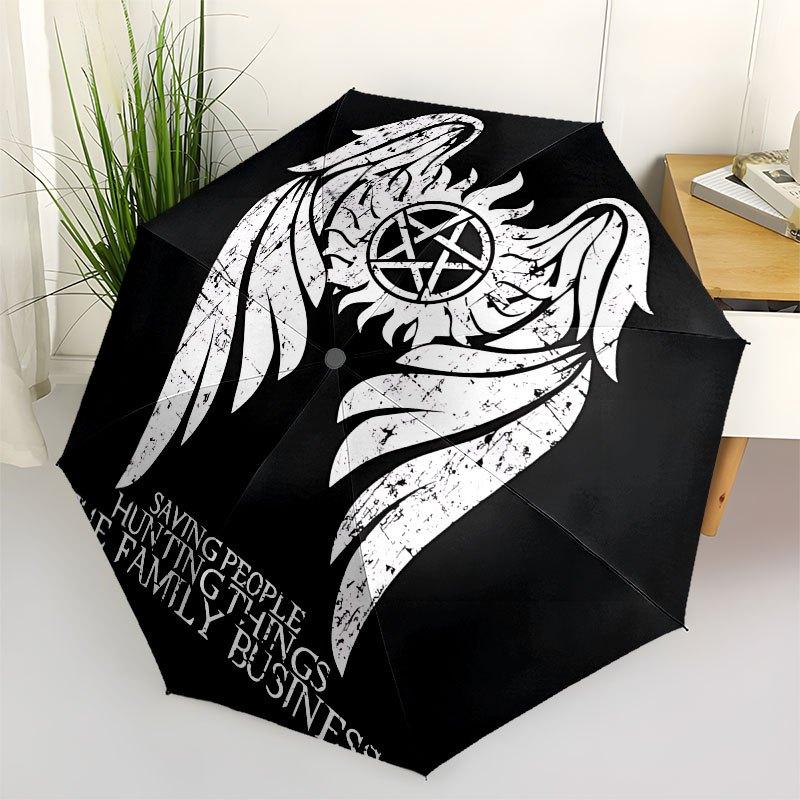 1pc Supernatural Automatic Opening/Closing Umbrella with Convenient Three-Fold Design, 8 Iron Ribs - for Outdoor Daily UseA27