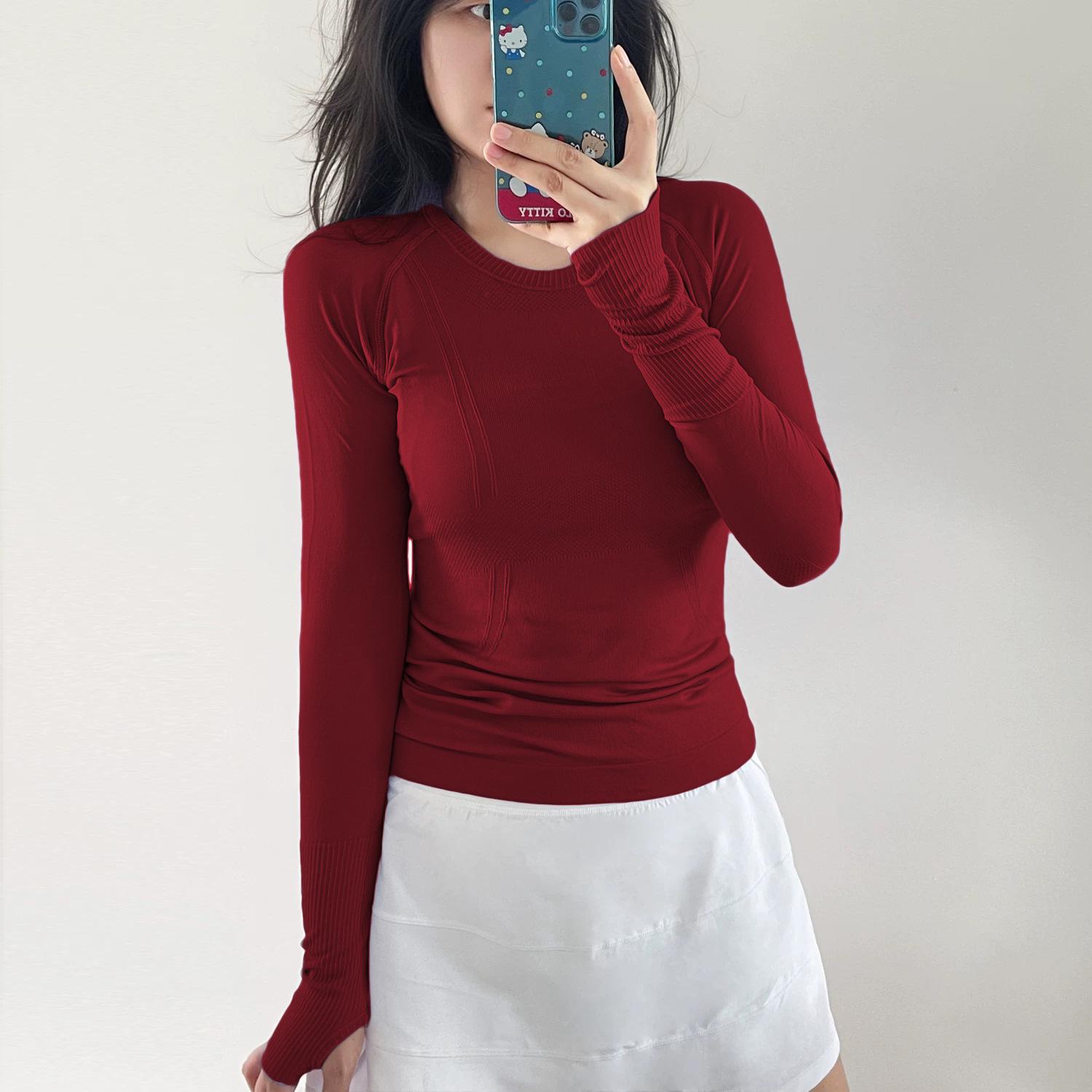 Women s Long Sleeve Quick-Dry Yoga Top - Tight-Fit Fitness Sportswear for Pilates Training L