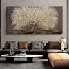 Abstraktní Golden Tree Flower Malba na plátně Plakáty a tisky Minimalismus Obraz na zeď Moderní Dekorace obývacího pokoje Bezrámové