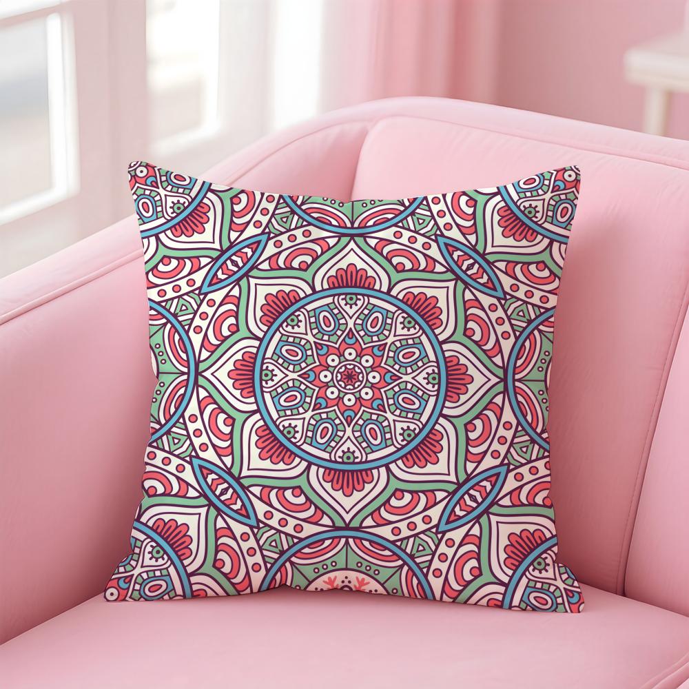 The Splendid Mandala Flower Design Cushion Cover Pillow Case Soft Skin Friendly Fabric Concealed Zipper