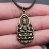 17 stilar Buddha-staty Hänge Halsband Svart Läderkedja Halsband Fabrikspris Handgjorda Smycken