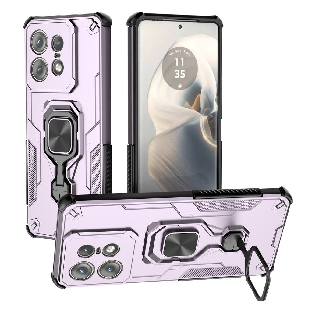 For Motorola Edge 50 Pro 5G Case Rotatable Ring Kickstand PC+TPU Shockproof Phone Cover