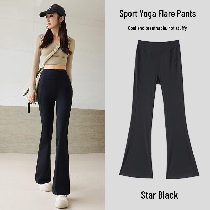 

Женские брюки для йоги с высокой талией и клешем «акулий плавник» 2024 - Легкая фитнес-одежда для весны/лета L