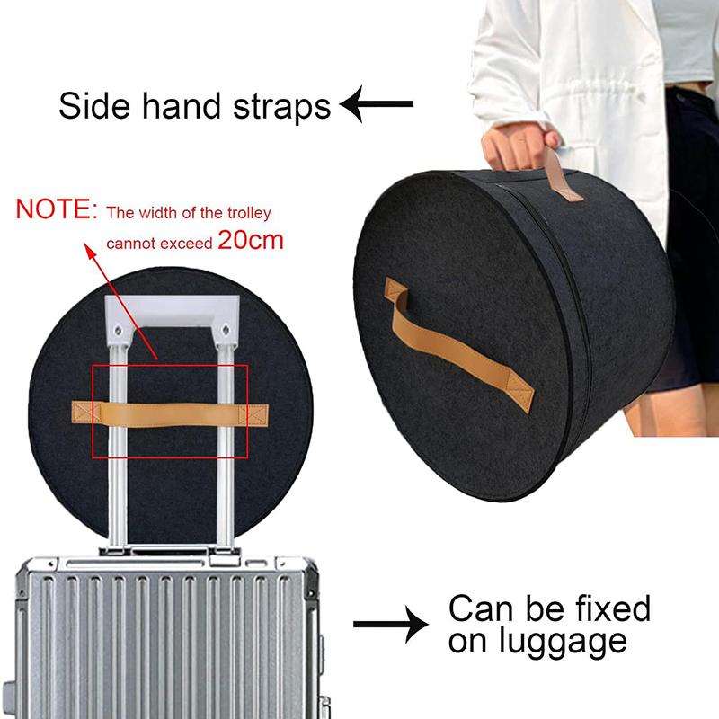 Hat Storage Box Dustproof Case Household Round Felt Storage Hats Bucket Clothes Organizers With Zippered Lid Travel Bags