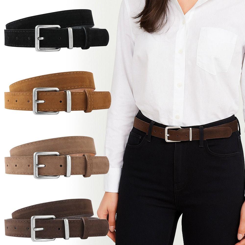 Pin Buckle Business Waist Belt Casual Waistband Fashion Suede Leather Belt  For Women