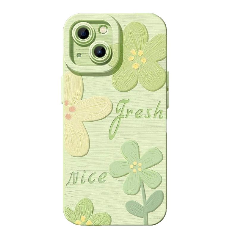 Oil Painting Flower Apple 13 Mobile Phone Case 16iphone14 Fresh 16promax Spring 12 Women 15plus Painted