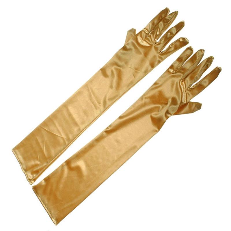 Women  Long Solid Satin Soft Multicolor Ceremonial Gloves Drive Ride Dance Performance Sunscreen Cosplay Elasticity