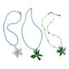 Bohemian Coconut Tree Pendant Necklace With Shell Beads Alloy Acrylic Layer Chain Jewelry for Women Beach Vacation
