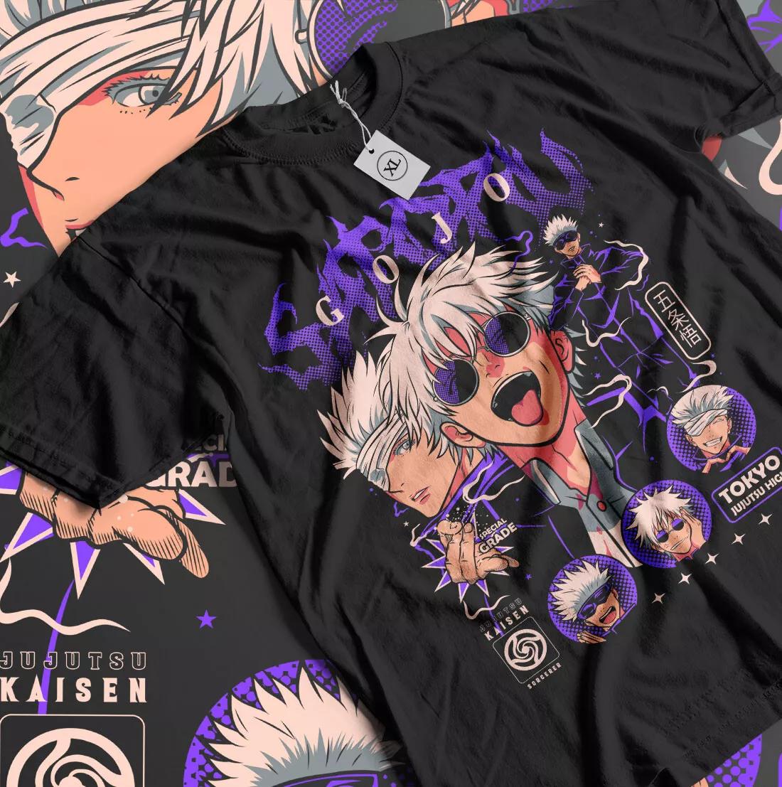 

Gojo Satoru T-Shirt Jujutsu Kaisen Mahito Horror Anime Funny Gift Shirt All Size XL