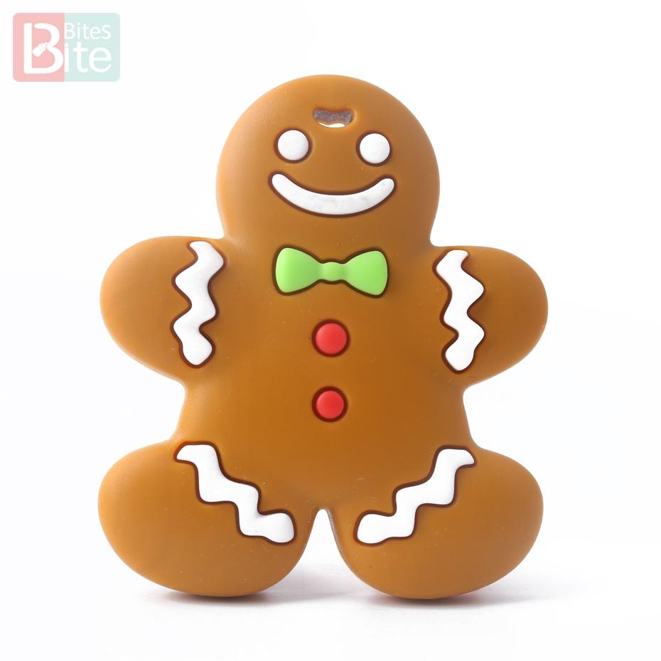 Bite Bites 1Pc Silicone Teether Christmas Gifts Tree Snowflake Pacifier Chain Making Food Grade Silicone Sika Deer Baby Teether