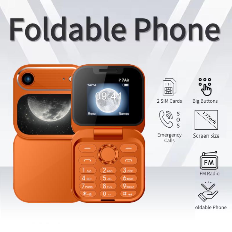 I17 Air Mini Flip Mobile Phone Dual SIM 1.77" Screen Bluetooth Dial Magic Sound FM Radio Torch 2G GSM Small Fold Cellphone