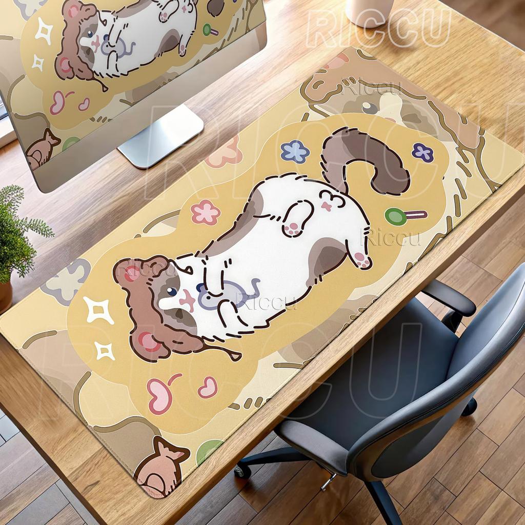 Large Kawaii Pretty Mouse Pad Cute Kitty Computer Keyboard Professional Mouse Mat LockEdge Rubber Non-slip Base Aesthetic Carpet