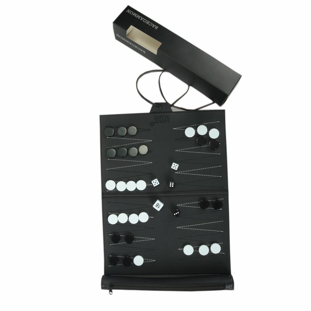 Portable PU Leather Backgammon Set with Acrylic Pieces