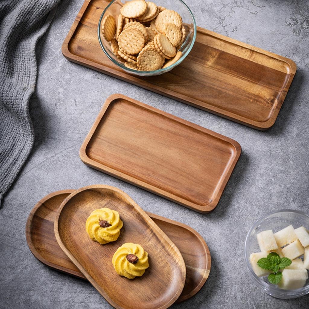 Japanese Style Storage Tray Irregular Cloud Shaped Wooden Tray For Bread Dessert Cake Coffee Tea Cup Household Organizer Plate