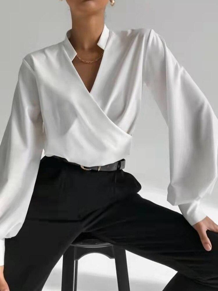 Blusas mujer de moda 2022 літо Топ жіночі жіночі сорочки Жіноча зелена біла сорочка Блузки топи Довгий рукав Шикарна жіноча блузка