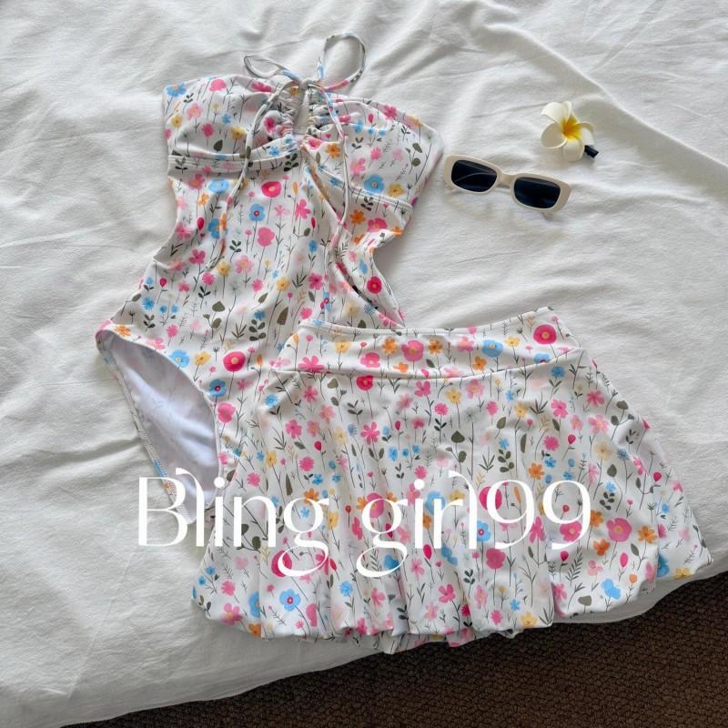 

Pastoral Floral Retro Print To Show Slimming Cover Belly Niche Vacation Hot Swimsuit One-piece Conservative Ins M цветочный