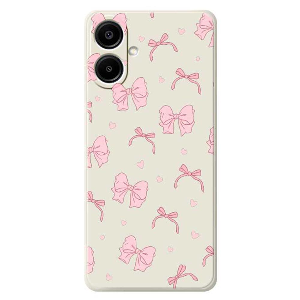 For Samsung Galaxy A07 4G Case Pink Bow Love Pattern Printing Straight Edge TPU Phone Back Cover