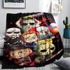 1PC Chibi Chucky Freddy Krueger Print Flannel Blanket, High quality All Seasons, Home Decor, Warmth and Comfort, Perfect for Christmas Gifts