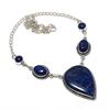 Natural Lapis Lazuli Gemstone 925 Sterling Silver Jewelry Necklace 18" ASN-6160
