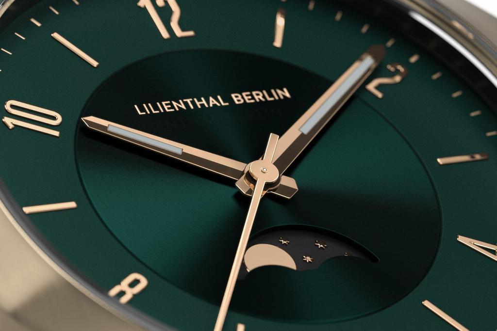 Lilianthal Berlin Faza Księżyca Wyprodukowany w Czerni Zegarek na Rękę, Niemcy, OM1-003-CB004BB, Męski,