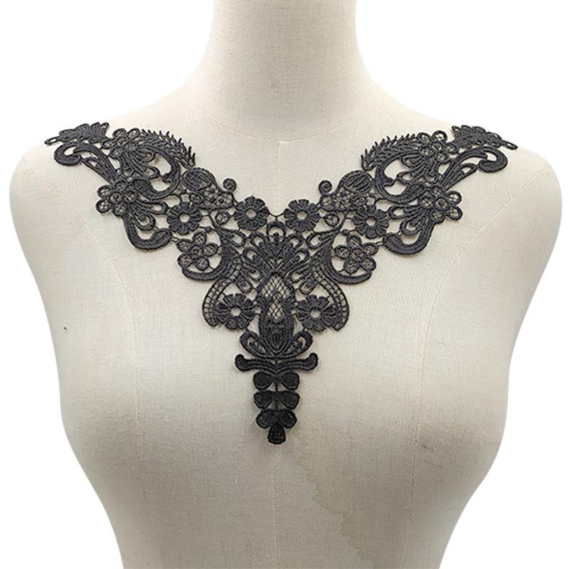 Water soluble lace corsage polyester silk embroidery fake collar DIY lace accessories three-dimensional hollow embroidery collar