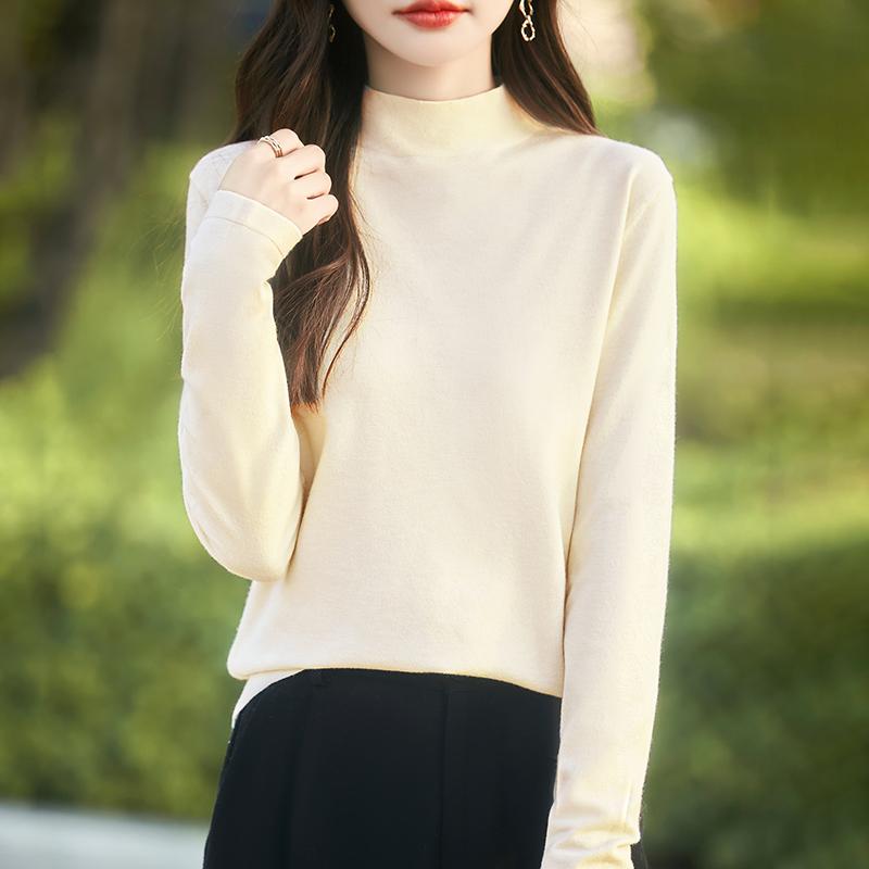 Dámský celoroční svetr z 50% vlny a 50% hedvábí | Lehký teplý pulovr z příze | Luxusní úplet z kašmírového hedvábí