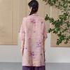 Women's New Chinese Style Ramie Midi Dress with Ink Bamboo Print