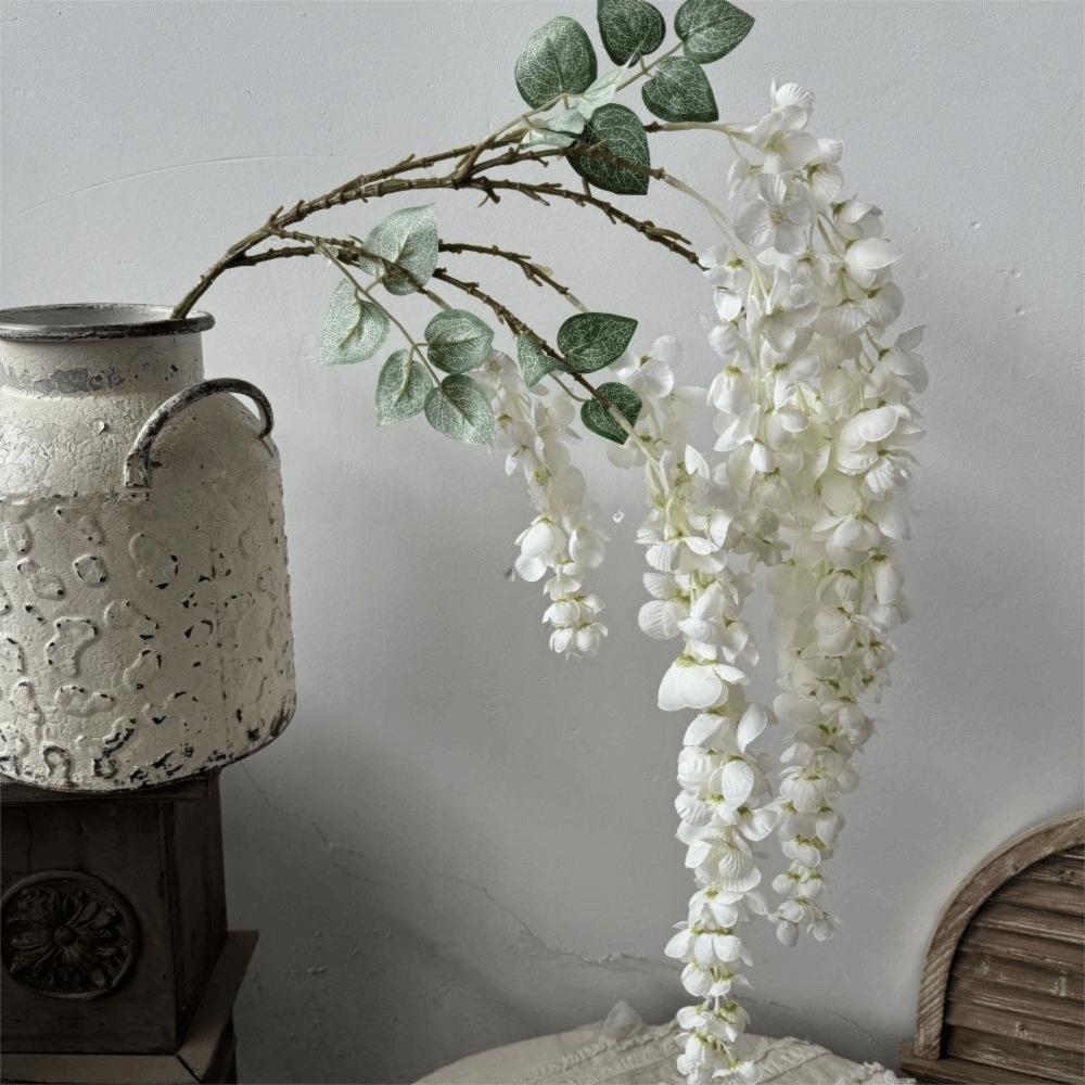 

6 Forks Artificial Wisteria Flowers Purple Decorative Artificial Faux Plants Vine Bushy Vine Rattan Fake Flower String белый