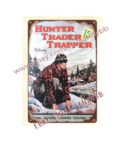 

modern home wall art 1920s HUNTERTRADERTRAPPER deer hunting metal tin signAluminum 20x30cm（7.8x11.8inch）