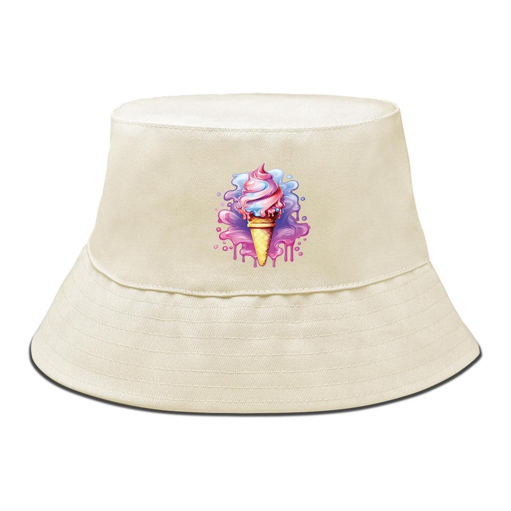 Fischerhut mit lila Eisdruck, Damen Hut faltbar Mode Polyester Beckenmütze